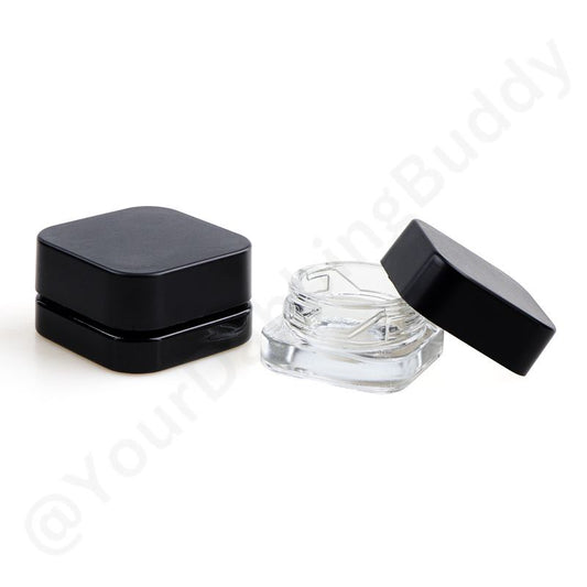 Clear Glass Jar with Black Lid for Storage - 5g/10g Sizes,