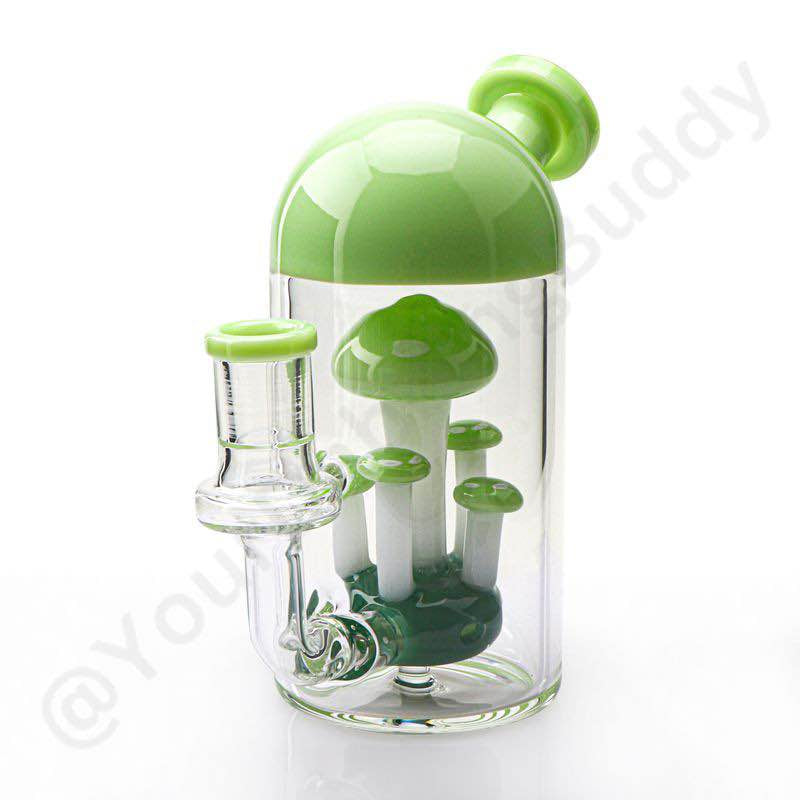 6.3" Mushroom Water Bong (14mm Female Joint, Green Glass, 400g)