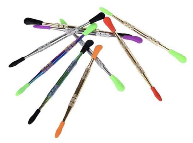 Colorful Stainless Steel Dabber Tool W/ Silicone Tip Covers