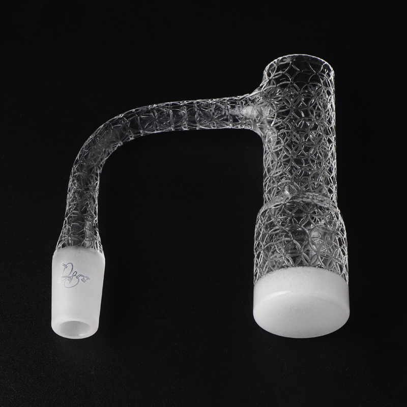 Etched Quartz Long Bucket Spinner Banger 14mm 90° â Dual Airflow Side Slits, White Base - Image 5