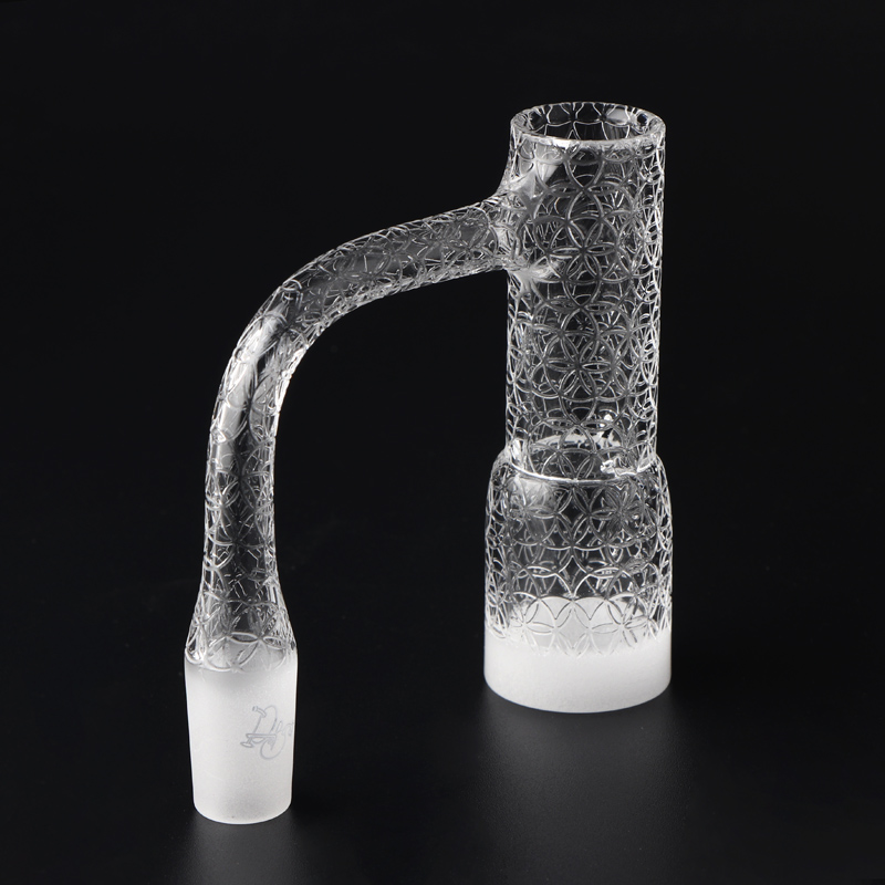Etched Quartz Long Bucket Spinner Banger 14mm 90° â Dual Airflow Side Slits, White Base - Image 2
